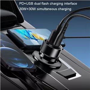 شارژر فندکی 60 وات یسیدو مدل Y55 به همراه کابل USB-C