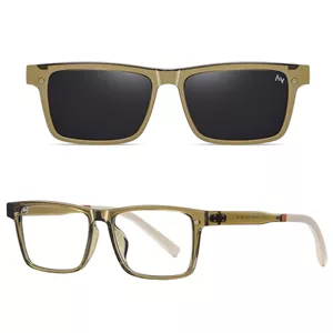 فریم عینک طبی ویفرر (Wayfarer) آلبرت وگ مدل CG7703C526-P97 Polarized Double Switch به همراه کاور آفتابی
