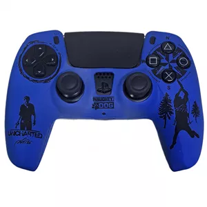 روکش دسته بازی PS5 طرح Uncharted زمینه آبی مشکی آبی نفتی
