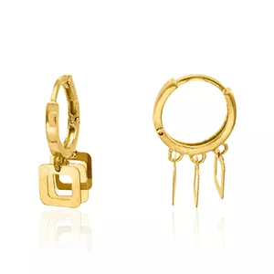 گوشواره طلا ۱۸ عیار مدل روکو طرح هندسی وزن 1.92 گرم 