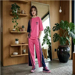 ست تیشرت و شلوار adidas آدیداس تیکه لی دمپا بگ دخترونه سرخابی سایز 65