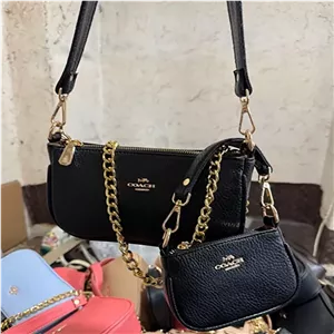کیف دوقلو زنانه مدل تییونا TWINA مشکی چرم کوچ