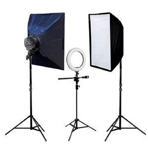 کیت دوشاخه 5 لامپ با سافت باکس 90×60 و رینگ لایت G-kit10