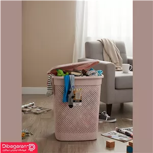 سبد رخت درب دار لیمون طرح بافت مدل 2136 طوسی