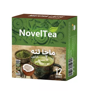 ماچا لته شیر نارگیل کم شکر ناولتی جعبه 12 ساشه ای