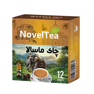 چای ماسالا شکلاتی کم شکر ناولتی جعبه 12 ساشه ای
