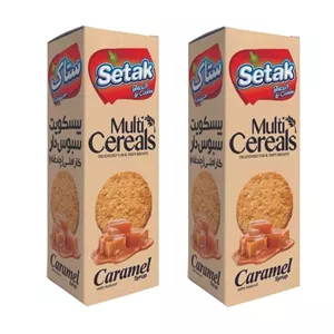 بیسکوییت سبوس دار چند غله کاراملی ستاک - 300 گرم بسته 2 عددی