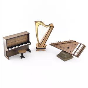 ماکت  مینیاتوری ساز چوبی 3 عددی چنگ و پیانو و قانون