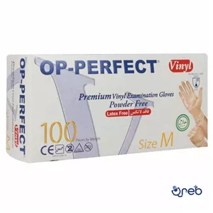 دستکش وینیل اپی پرفکت فاقد لاتکس بدون پودر سایز متوسط 100 عددی