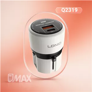 شارژر دیواری مسافرتی 30 وات LDNIO Q2319 با دو خروجی USB-C و USB-A