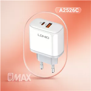 شارژر دیواری 45 وات LDNIO A2526C فست شارژ با USB-C و USB-A