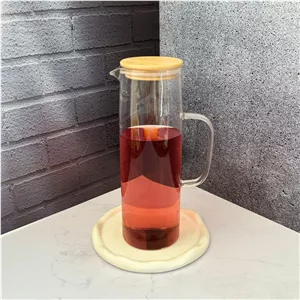 پارچ پیرکس درب بامبوی طرح استوانه ای 1500 میل