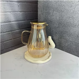 پارچ پیرکس طرح شیاردار درب استیل شامپاینی 1800 میل