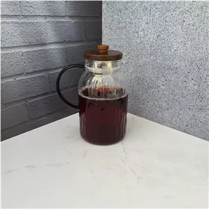 پارچ پیرکس طرح سنگی آنتی شوک درب بامبو