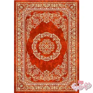 فرش ابریشم طرح ترنج دار عنابی کد 5023