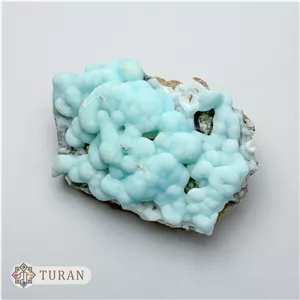 سنگ آراگونیت آبی بوتروئیدال طبیعی وکلکسیونی 1019 گرم