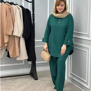 ست تونیک و شلوار بغل دکمه دررنگ بندی کیفیت عالی😍🌈✅5398سارین