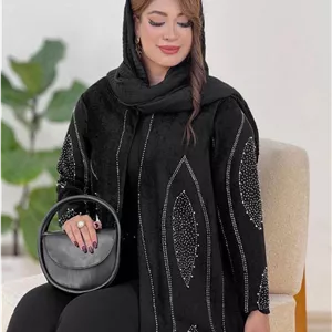 کت مخمل نگین دوزی  مخمل اعلا  تنخور عالی وشیک رنگ مشکی 🌈😍کد۹۴۱۲  راشین 