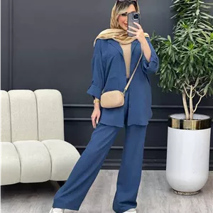 ست شومیز شلوار سلین زیبا وشیک تنخور عالی در رنگبندی 🌈 🌈 کد ۱۴۰۰۴ نیکی