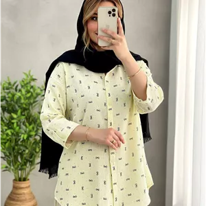 شومیز مانتویی DgG تک رنگ زرد کره ای ❤️🥰کد 611 آدراپانا