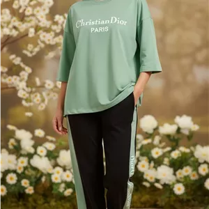ست تیشرت شلوار کریستین دیور گلکسی نخ پنبه با کیفیت زیبا وشیک تنخور عالی در رنگبندی 🎀 🎀 کد۵۷۷۳ مدلند