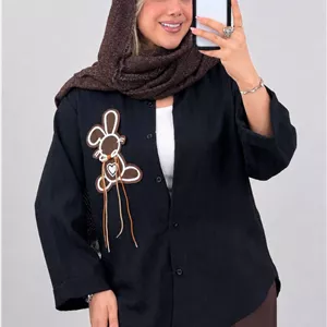 مانتو عروسکی خرگوش با کیفیت عالی تک رنگ مشکی کد 14061 شایسته