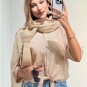 شومیز آیوا گره ای زیبا وجذاب تک رنگ نارنجی 🥰 🥰 کد ۵۴۴۶ ستشو
