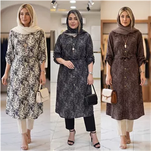 مانتو بلند گازوئیلی آوینا سوفیا با کیفیت در رنگ بندی کد 21038 والیا