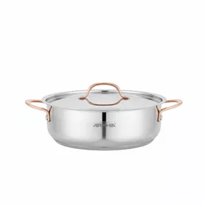 ماهیتابه دو درب استیل دسته مسی 28 سانت عرشیا مدل SS014-3311