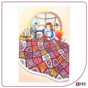 فرش ماشینی کودک طرح دختر خیاط 700 شانه کد 101235 محتشم