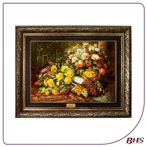 تابلو فرش ماشینی نقش نگار رضوی طرح گل کد 2515