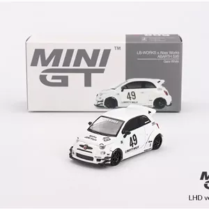 ماکت ۱:۶۴ فیات LB-WORKS x Abas Works ABARTH 595 Gara White ,Mini GT کد 809