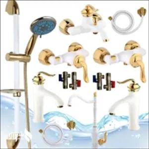 ست کامل13عددی بامبو سفیدطلایی با علم دوش یونیکا با پیسوار