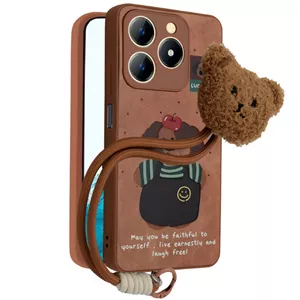 کاور فانتزی مدل Doxie Grip مناسب برای گوشی موبایل ریلمی C61 به همراه بند آویز خرسی