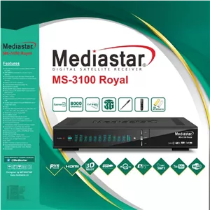 گیرنده دیجیتال مدیا استار مدل 3100 رویال royal پنل نوشتاری بهمراه دو‌منو شیک از تولیدات خوب مدیا استار