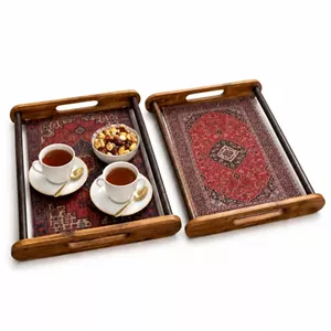 سینی چوبی کف شیشه ایی
