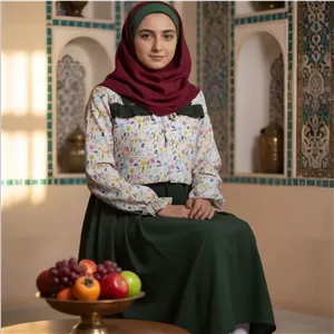 کت و سارافون ریحانه دخترانه | مخمل کبریتی شیک با زیپ مخفی و کمربند | سایز 7 تا 15 سال