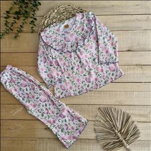 ست راحتی ریلی دخترانه | طرح بنفشه | 1 تا 12 سال