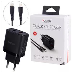 شارژر دیواری 20 وات یسیدو YC47 PD QC 3Aکابل تبدیل آیفونی