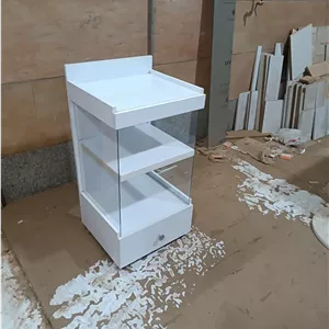 ترالی چرخدار MDF با ترکیب شیشه