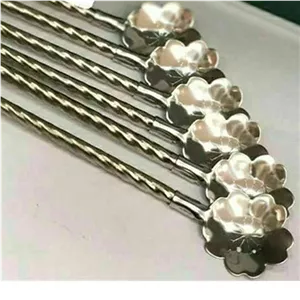 قاشق شربت نی دار استیل 6 عددی