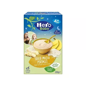 غذای کمکی شب کودک هیرو بیبی herobaby برنج و موز حجم ۲۰۰ گرم انقضا (2026/08/04)