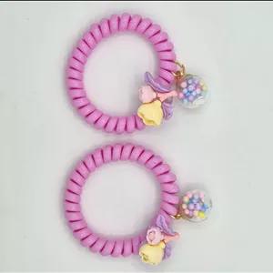 کش مو تلفنی آویز دار رنگهای پاستیلی بسته ۲ تایی