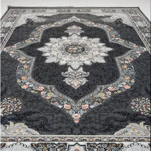 فرش عروس 700 شانه تراکم 2550 نقشه کارینا رنگ دودی تمام اکریلیک