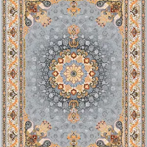 فرش پرشین مشهد 1200 شانه تراکم 3600 کد 36015 نقره ای تمام نخ اکریلیک