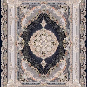 فرش پرشین مشهد 1200 شانه تراکم 3600 کد 36025سرمه ای تمام نخ اکریلیک