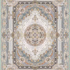 فرش پرشین مشهد 1200 شانه تراکم 3600 کد 36025 نقره ای تمام نخ اکریلیک