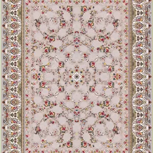 فرش پرشین مشهد 1200 شانه تراکم 3600 کد 36027 نقره ای تمام نخ اکریلیک