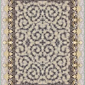 فرش پرشین مشهد 1200 شانه تراکم 3600 کد 36030 نقره ای طلایی تمام نخ اکریلیک