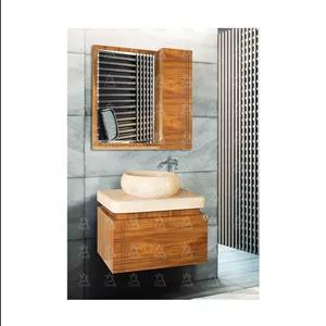 روشویی دیواری طرح چوب با صفحه و سنگ سیمکان طبیعی زرین نیک کد SF602